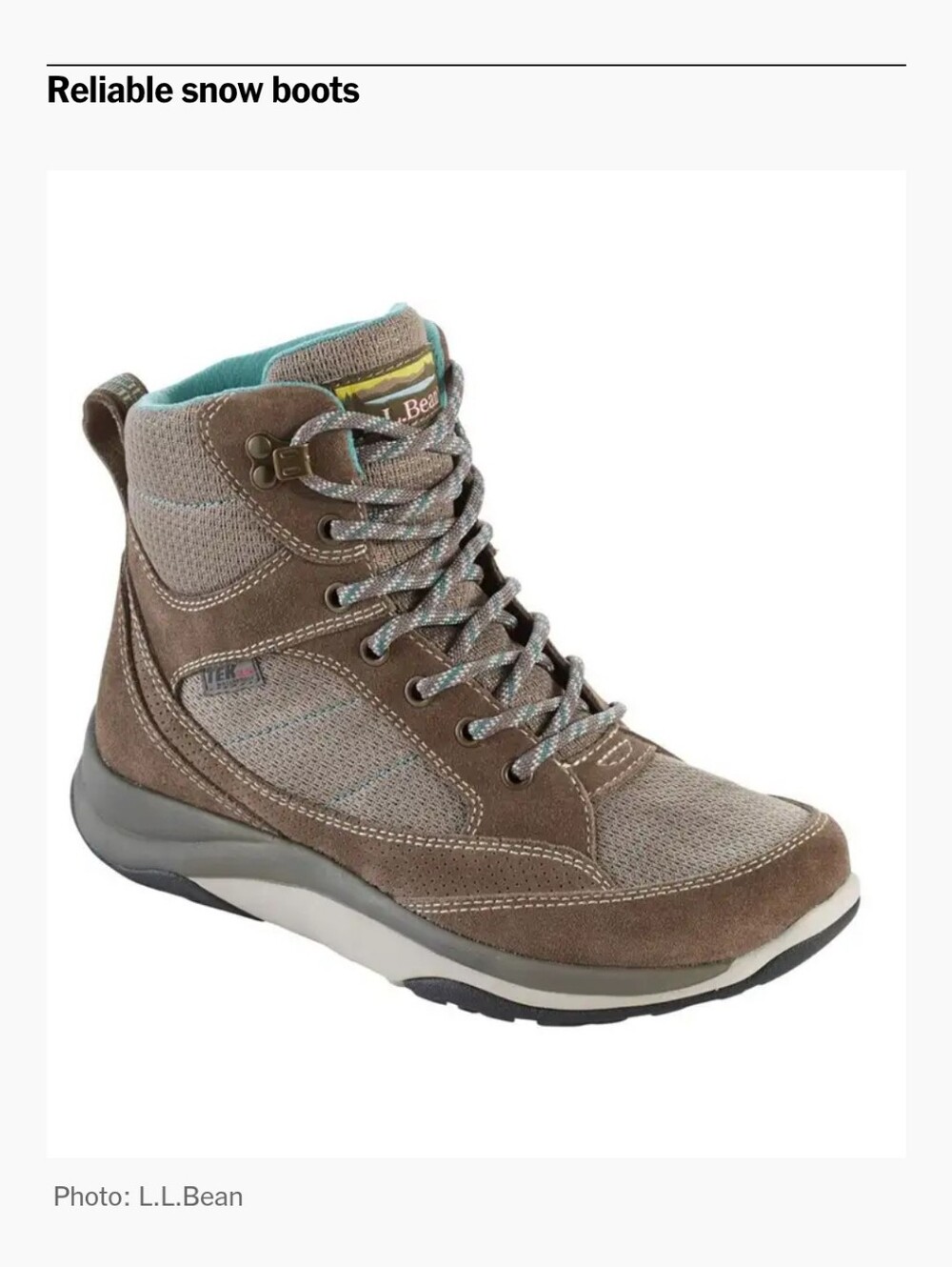 LL Bean Hiking/Snow Sneaker, 200 Primaloft, Waterproof,  Size 8.5 WIDE, Aqua/Tan